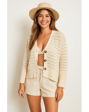 Cardigan din bumbac tricotat 25MKF02279