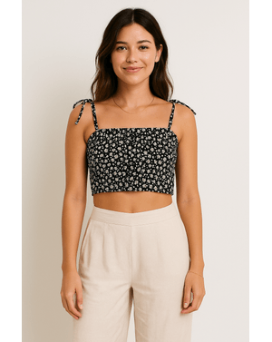 Top crop cu imprimeu 25TEK01010