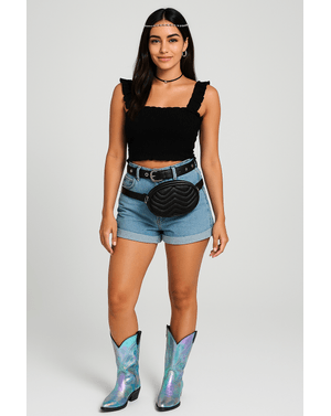 Top negru cu volănașe – look fresh, vibe de festival 24SDP01087