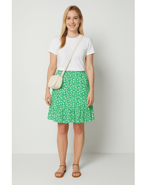Fustă verde cu imprimeu floral – 100% viscoză, 100% prospețime 24SDP01187