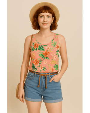 Maiou tropical din bumbac și modal – Style & Co, roz coral N231109036