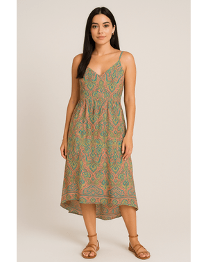 Rochie lunga cu bretele si imprimeu paisley, 100% poliester 25TFT02197