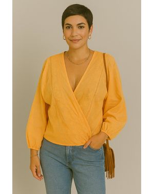 Bluza cu broderie si decolteu in V N241528005