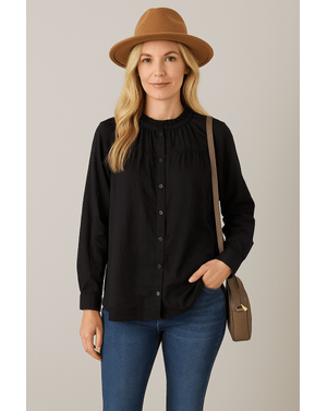 Camasa neagra din bumbac – Eleganta versatila pentru zilele racoroase N241675003