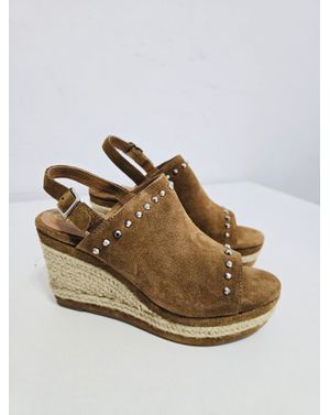 Sandale wedges din piele întoarsă cu platformă împletită și bareta la spate 25ANT01113