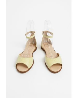 Sandale lime din piele cu textură croco și bareta pe gleznă 25ANT01106