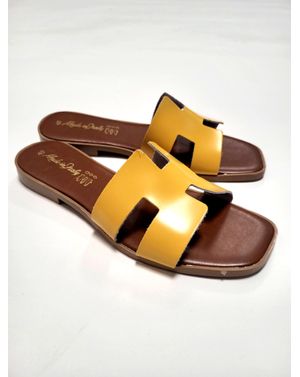 Sandale din piele naturală cu bandă lată și vârf pătrat 25AIM02006