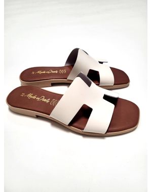Sandale din piele naturală cu vârf pătrat și design decupat 25AIM02007