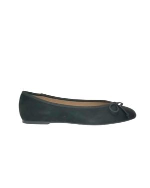 Balerini negri din piele ecologică cu fundă decorativă