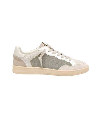 Sneakers argintii cu texturi mixte din piele ecologică