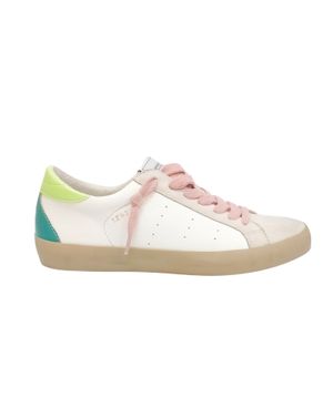 Sneakers albi cu detalii colorate din piele ecologică