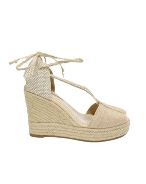Sandale wedge din material textil cu legare pe gleznă 25CHL11005