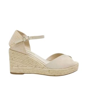 Sandale wedge din material textil cu vârf decupat și bareta fină 25CHL11007