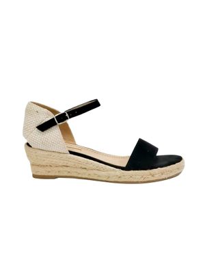 Sandale cu platformă joasă din piele ecologică și detalii textile 25CHL11013