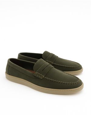Loafers bărbătești din piele întoarsă verde măsliniu