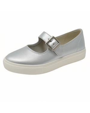 Pantofi sport Mary Jane argintii din piele naturală- 25ALA02002