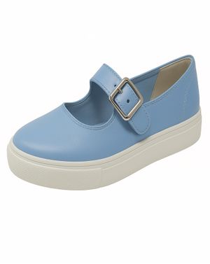 Pantofi sport Mary Jane bleu din piele naturală- 25ALA02001