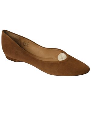 Balerini din piele întoarsă maro  25SVM01005