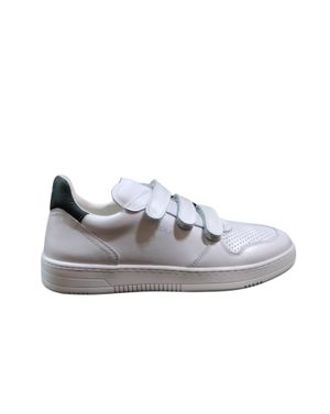 Sneakers albi din piele naturală cu închidere velcro
