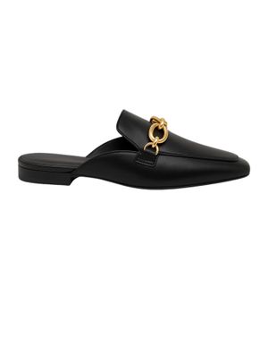 Loafers din piele naturală cu accesoriu auriu