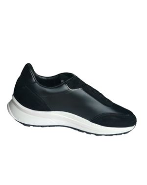 Sneakers negri din piele naturală