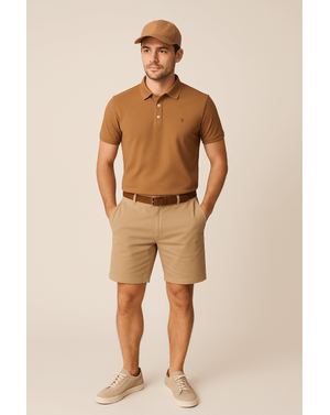 Tricou Polo Monocrom cu Guler Clasic și Logo 25KOS46008