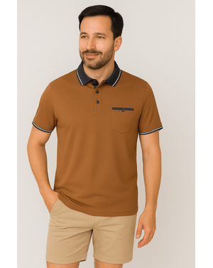 Tricou Polo cu Buzunar Decorativ și Guler Contrastant 25KOS46045