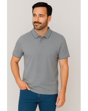 Tricou Polo cu Guler Contrastant și Închidere cu Nasturi 25KOS46046