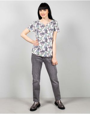 Tricou din bumbac cu decolteu si imprimeu N240664014