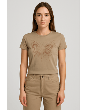 Tricou „Soft Butterfly” – cu print artistic și croială feminină 25YEL93002