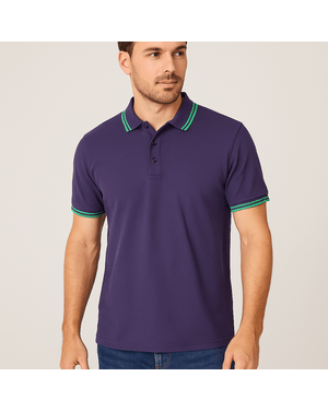 Tricou polo din bumbac cu detalii contrastante 25OFF05004