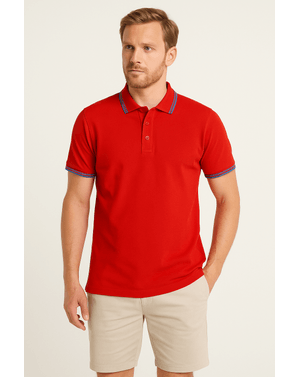 Tricou Polo din 100%  Bumbac cu Detalii în Contrast 25OFF05006