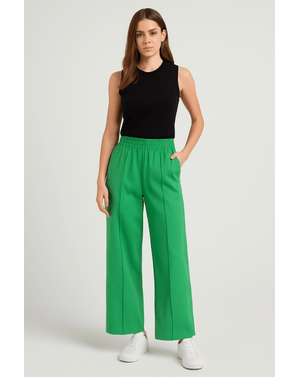 Pantaloni verzi wide-leg cu talie elastică – confort cu stil 24SDP01089
