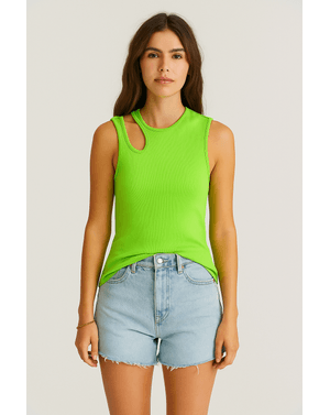 Top verde neon cu decupaj asimetric – cool, comod și cu personalitate 24SDP01241
