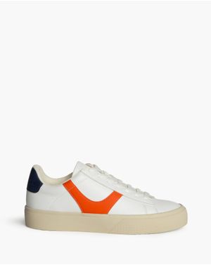 Sneakers albi cu detalii portocalii și bleumarin 25CHL15005