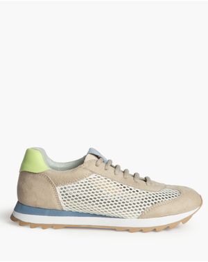 Sneakers bej cu inserții tip plasă și accente colorate 25CHL16001