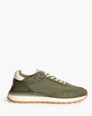 Sneakers kaki cu talpă groasă și detalii bej 25CHL16003