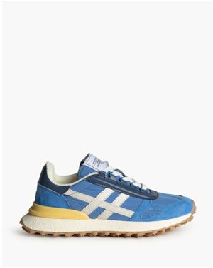 Sneakers albaștri cu accente galbene și detalii contrastante 25CHL16004