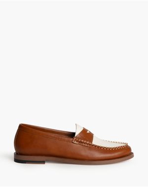 Loafers maro cu detaliu crem din piele ecologică 25CHL17003