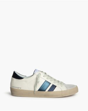 Sneakers albi cu dungi albastre din piele ecologică 25CHL15001