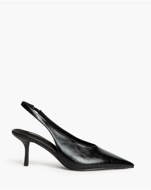 Pantofi negri slingback cu toc subțire din piele ecologică 25CHL20001