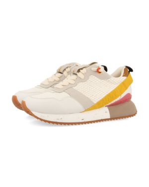 Pantofi sport albi cu accente galbene25GIO06001
