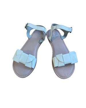 Sandale albe din piele naturală cu fundiță N2501E2001