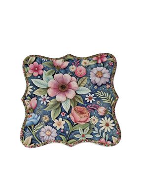 Coaster decorativ cu flori si insertii aurii