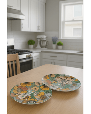 Set 2 farfurii cu imprimeu floral