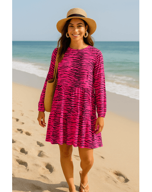 Rochie oversized din 100% viscoză cu imprimeu animal print – lejeritate cu atitudine  24SDP01122
