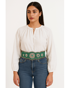 Curea Fashion Glam cu margele verzi si scoici