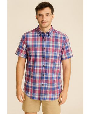 Cămașă în carouri cu mânecă scurtă – Rafinament casual, fără griji N250318001
