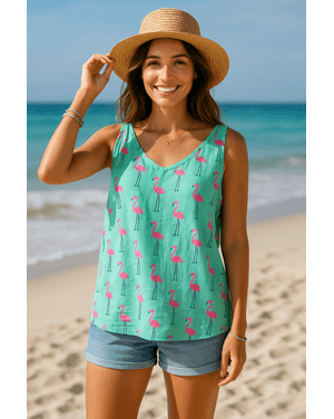 Top cu imprimeu tropical – Lejer și jucăuș, perfect pentru vară N241762001
