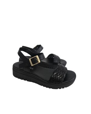 Sandale negre cu platformă joasă din piele naturală – mixul ideal între confort și caracter 25ANT01124